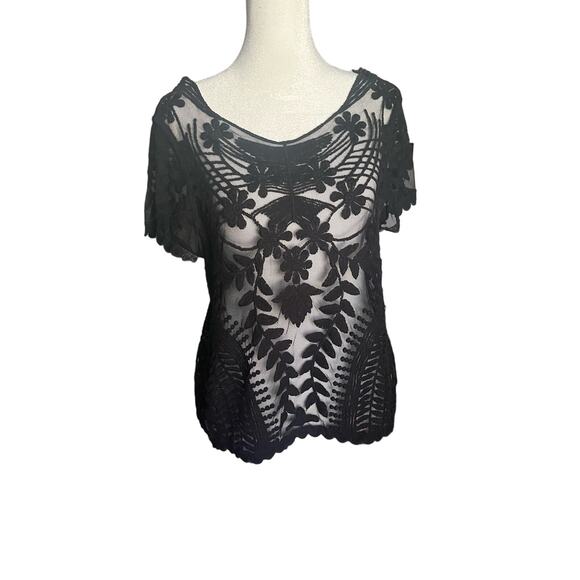 Lace Mesh Cropped Shirt Express Size M - Picture 2 of 7